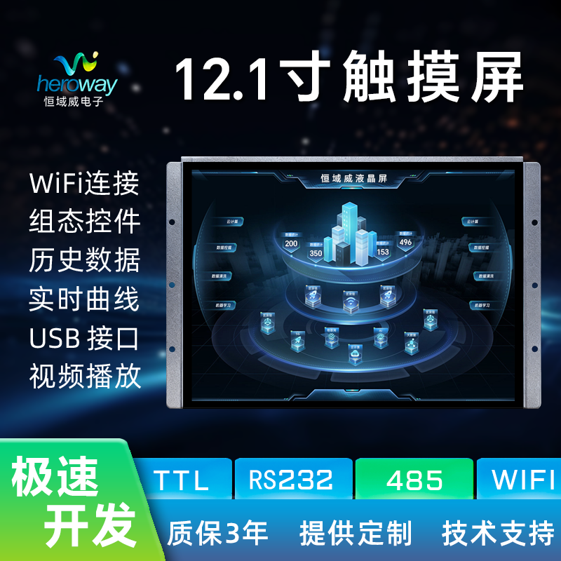HYW121F 12.1寸高亮度1000 cd/m²高速路口收费专用屏