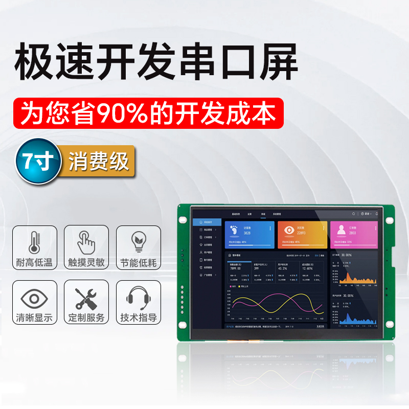 HYW070M 7寸无触摸 通信支持RS232/TTL/485，超性价比款